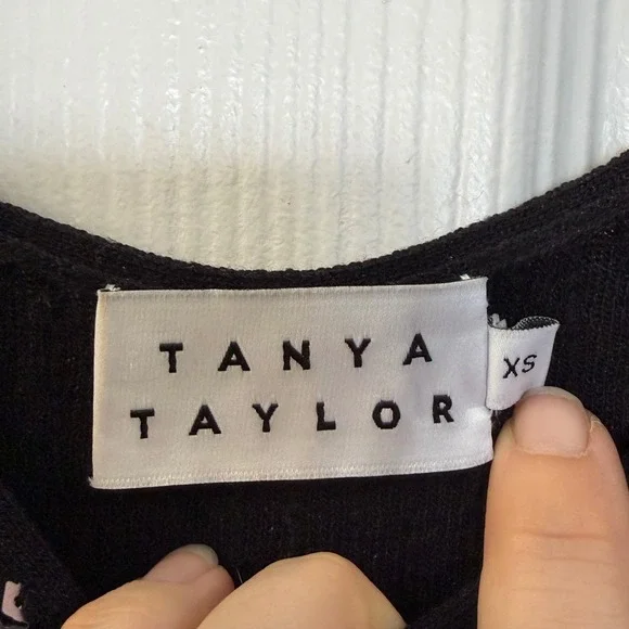 Tanya Taylor XS Multicolor Sequin Stripe Midi Dress Sleeveless Black Knit Lining - Picture 3 of 7